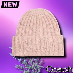 New NWT Coach Script Knit Beanie Cozy Hat – Pink